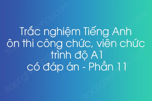 Trắc nghiệm Tiếng Anh ôn thi công chức, viên chức trình độ A1 có đáp án - Phần 11 Trắc nghiệm Tiếng Anh ôn thi công chức, viên chức trình độ A1 có đáp án - Phần 11