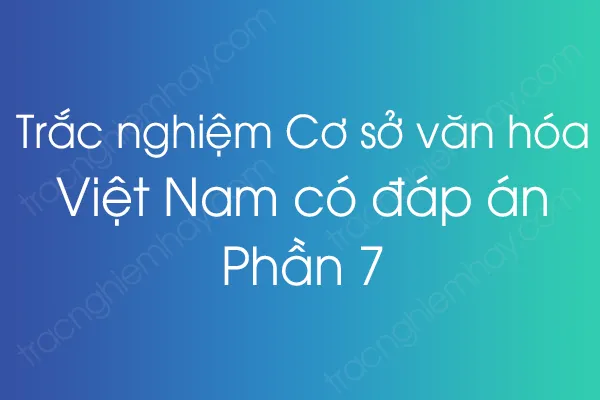Trắc nghiệm Cơ sở văn hóa Việt Nam có đáp án - Phần 7 Trắc nghiệm Cơ sở văn hóa Việt Nam có đáp án - Phần 7