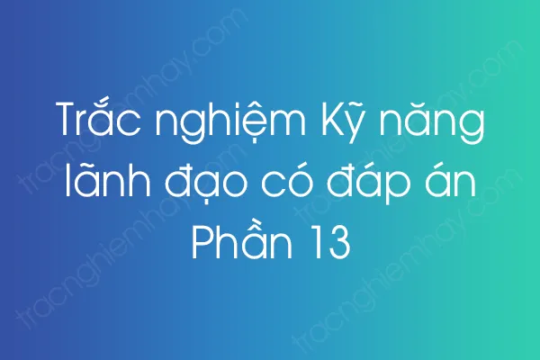 Trắc nghiệm Kỹ năng lãnh đạo có đáp án - Phần 13 Trắc nghiệm Kỹ năng lãnh đạo có đáp án - Phần 13