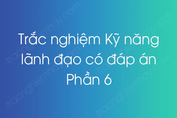 Trắc nghiệm Kỹ năng lãnh đạo có đáp án - Phần 6 Trắc nghiệm Kỹ năng lãnh đạo có đáp án - Phần 6